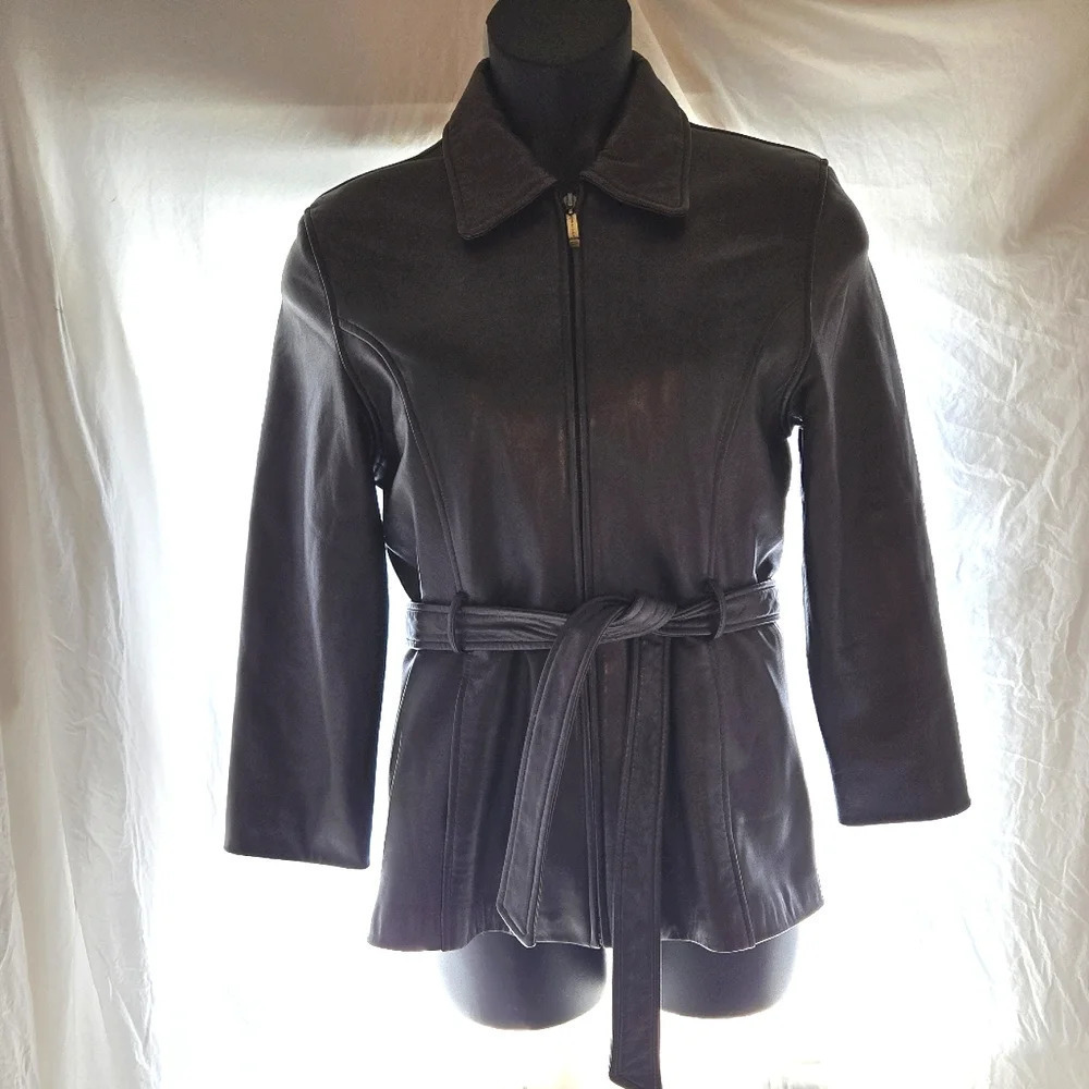 Chocolate Knoles & Carter Leather 3/4 Coat EUC 🍫 - Picture 2 of 16